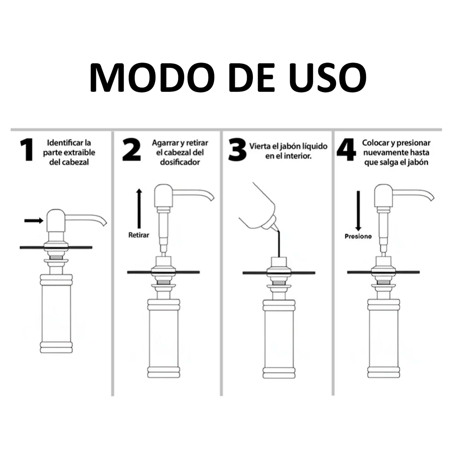 Dispensador de Jabón Empotrable para Cocina 300 ml