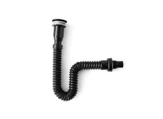 Desagüe lavamanos flexible tipo push negro