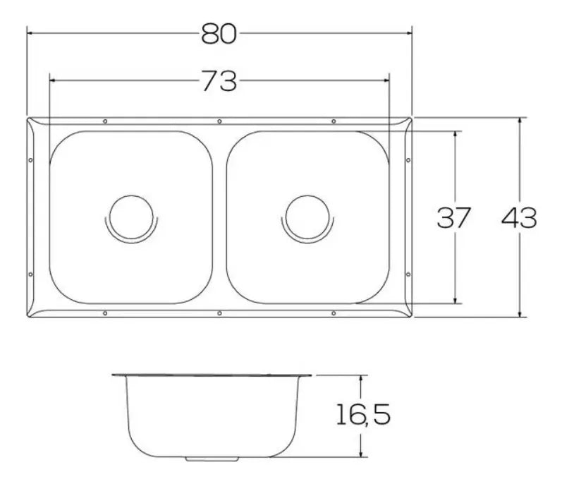 Lavaplatos Doble Acero Inoxidable 80cm Submontar Socoda