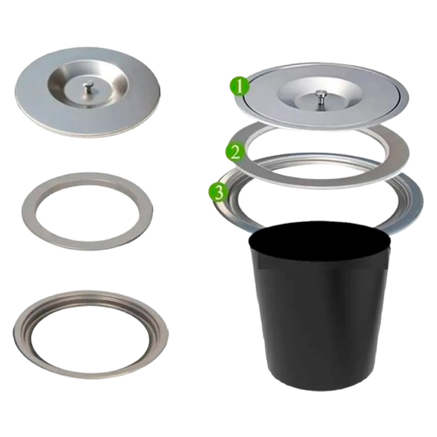 Caneca basurera para meson de cocina en acero de empotrar